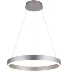 Modern Foyer Pendant Light Dimmable LED Chandelier Adjustable Hanging Pendant Lighting Silver 76W for Living Dining Room Bedroom