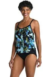 Women's Maxine of Hollywood Moonlit Garden Scoop Neck Faux Tankini One Piece