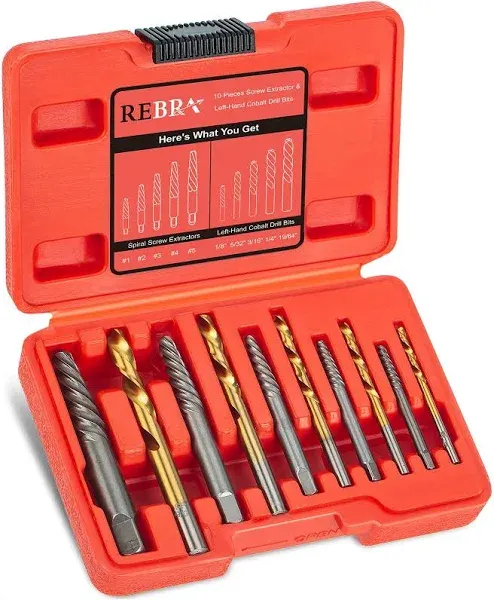 18Pcs Screw Extractor Set and Left Hand Drill Bits Set, Easy Out Broken Bolt Remover Reverse 35#CR-MO 6542/4341 HSS Steel Cobalt, Bolt Extractor Kit for Removing Stripped Screws, Damaged Bolts