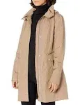 Cole Haan Women's Packable Hooded Rain Jacket with Bow