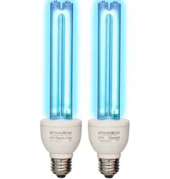 BAIMNOCM UV Light Bulb, UV-C Light Bulb 25 Watt E26 Base, One Bulb Ozone and One Bulb Ozone Free, 2 Count