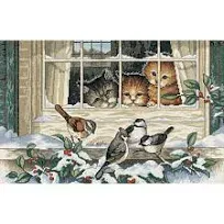 VTG Dimensions Counted Cross Stitch Kit #3839 Three Bird Watchers New