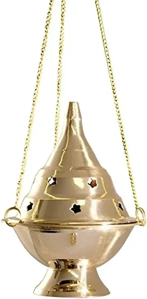 Accessories - Brass Burners Hanging Censer/Charcoal Incense Burner, 4.5" H