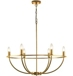 6 - Light Dimmable Wagon Wheel Chandelier