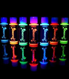 Midnight Glo UV Neon Face & Body Paint Glow Kit (7 Bottles 2 oz. Each) Black Light Reactive Fluorescent Paint - Safe Washes Off Skin Non-Toxic