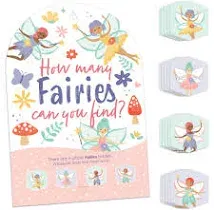 Let’s Be Fairies - Fairy Garden Birthday Party Scavenger Hunt - 1 Stand and 48 Game Pieces - Hide and Find Game