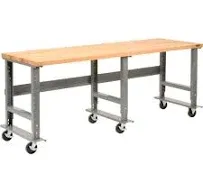 Global Industrial BB9636QAA 96x36 Mobile Adjustable Height C-Channel Leg Workbench 183179A