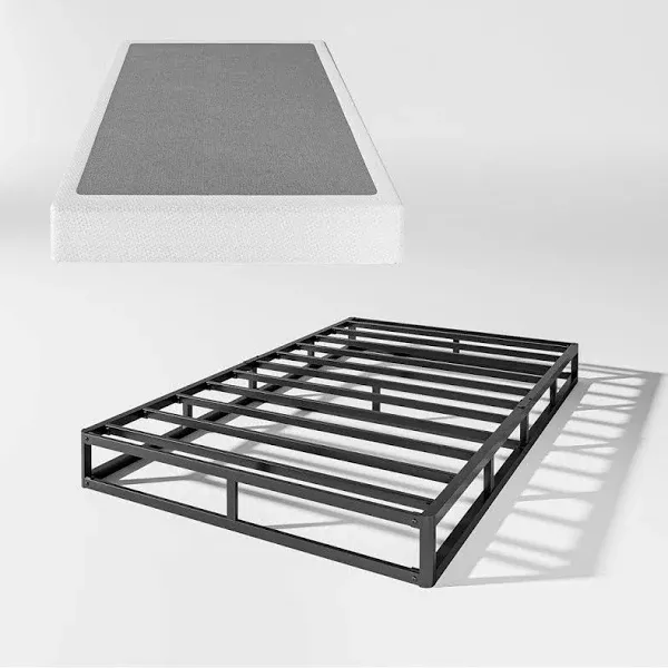 Alwyn Home Ndayisenga 5 Inch Metal Box Spring Basics Mattress Foundation Heavy Duty Steel Slat Bed Frame