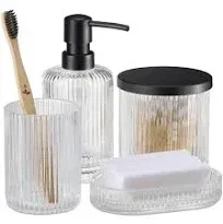 Navaris Glass Bathroom Accessories Set