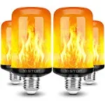 Y- Stop LED Flame Light Bulbs, 4 Modes Flickering Light Bulb with Upside Down Effect, E26 Base Fire Bulb for Halloween, Christmas Decorations, Party, Outdoor, Indoor, Home Decor (4 Pack)