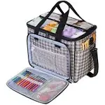 Teamoy Knitting Bag, Yarn Tote Organizer with Inner Divider (Sewn to Bottom) for Crochet Hooks, Knitting Needles(Up to 14”), Project and Supplies -No Accessories Included, Gray