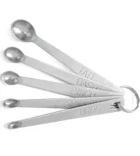 Norpro Mini Stainless Steel Measuring Spoons, Set of 5 (tad, dash, pinch, smidgen and drop), 5" x .5" x .5"