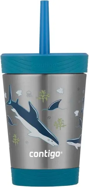 Contigo Kids Spill-Proof Stainless Steel Tumbler w/ Straw, 12 oz - Sharks