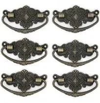 4 PCs Vintage Antique Brass Bail Pull Handle for Wooden Drawer Cabinet Cupboard, Length 2.8-in (7.1 cm) and Height 1.7-in (4.4 cm)