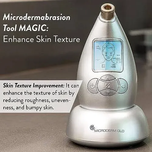 Microderm GLO Diamond Microdermabrasion Machine and Suction Tool - Clinical Micro Dermabrasion Kit for Tone Firm Skin, Advanced Home Facial Treatment System & Exfoliator For Bright Clear Skin