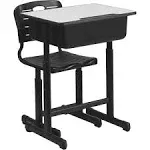 Student Desk with Top and Adjustable Height Pedestal Frame