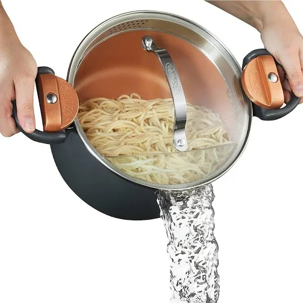 5 Quart Stock Pot Multipurpose Pasta Pot with Strainer Lid &amp; Twist and Lock Hand