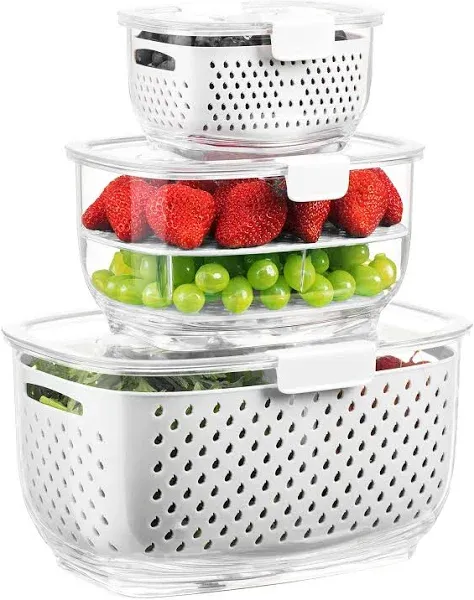 Prep & Savour 3Piece Set Fresh Produce Vegetable Fruit Storage Containers