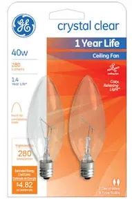 Ceiling Fan Light Bulb, 40 Watt, 120-Volt, 2-Pk.