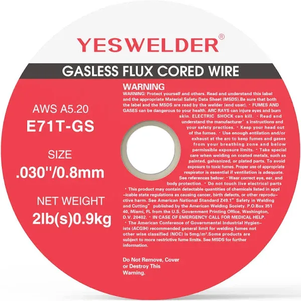 Gasless Flux-Cored MIG Welding Wire E71T-GS .030" 0.8mm & .035" 0.9mm 10-lb (1 pk - .030" 10lb)