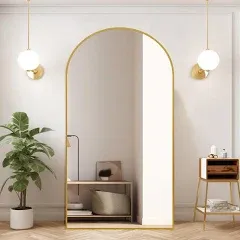 PexFix Arched Full Length Mirror 76"x35", Free Standing Wall Mirror Leaning or Hanging Mounted, Thin Aluminum Alloy Frame, Full Body Mirror for Living Room,Bedroom and Cloakroom,Dressing Room