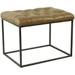 HomePop Small Decorative Ottoman - Distressed Brown Faux Leather