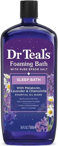 Dr. Teal's Melatonin Foaming Bath Gift Set (2 Pack, 34oz Ea) - Sleep Bath with Melatonin & Essential Oils - Pure Epsom Salt