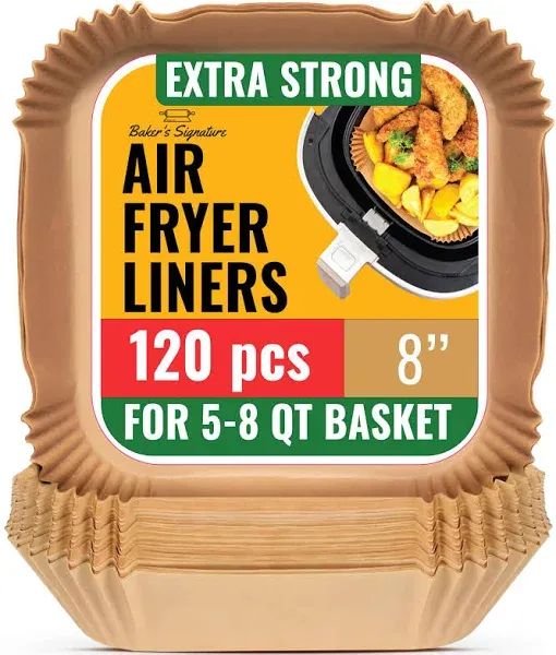 240 pcs Air Fryer Liners, Disposable Airfryer Paper Liners – Non-Stick and Oil Proof for Easy Cleanup, Great for Oven, Pans & Baking – 8” Square for 5-8 qt Basket by Baker's Signature