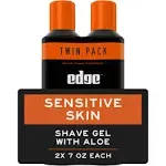 Edge Shave Gel, Sensitive Skin, with Aloe, Twin Pack - 2 pack, 7 oz cans