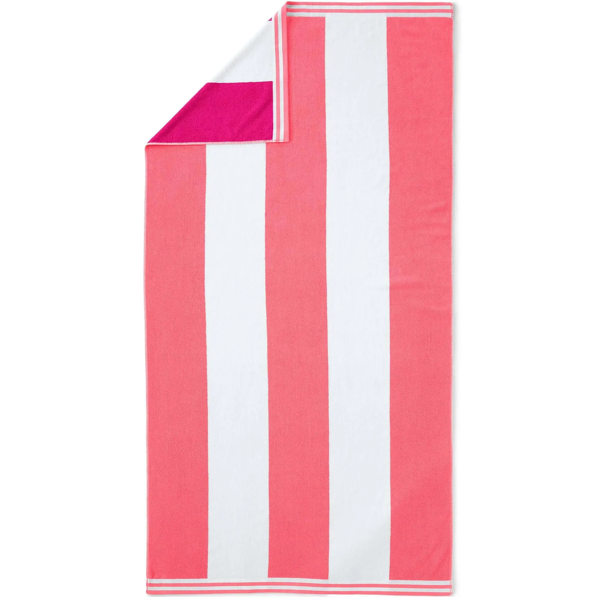 Lands' End Rugby Stripe Reversible Beach Towel - Wood Lily Stripe