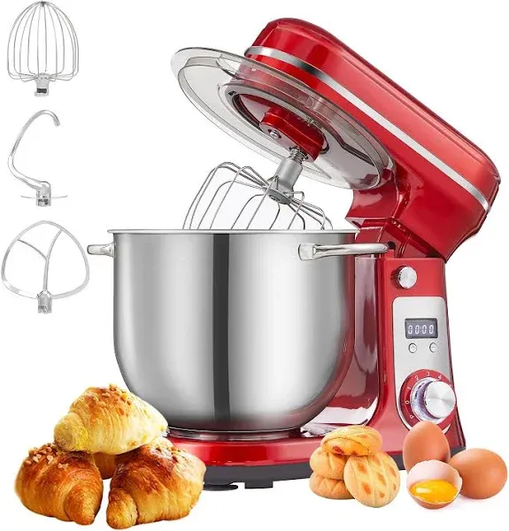 Biolomix Kitchen Electric Stand Mixer with DC Quiet Motor 6-Speed Tilt-Head Food Mixer with 6L Stainless Steel Bowl