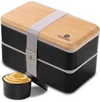 Sinnsally Bento Box Adult Lunch Box with Compartments for Women & Men,Stackable Japanese Bento Rectangle Food