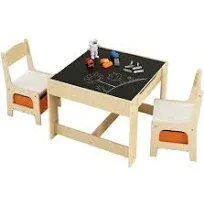 VEVOR Kids Table And Chair Set Wooden Activity Table with Storage Space & Boxes