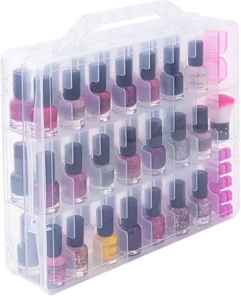 Gel Nail Polish Organizer Case for 48 Bottles Double Side Holder with Adjusta...