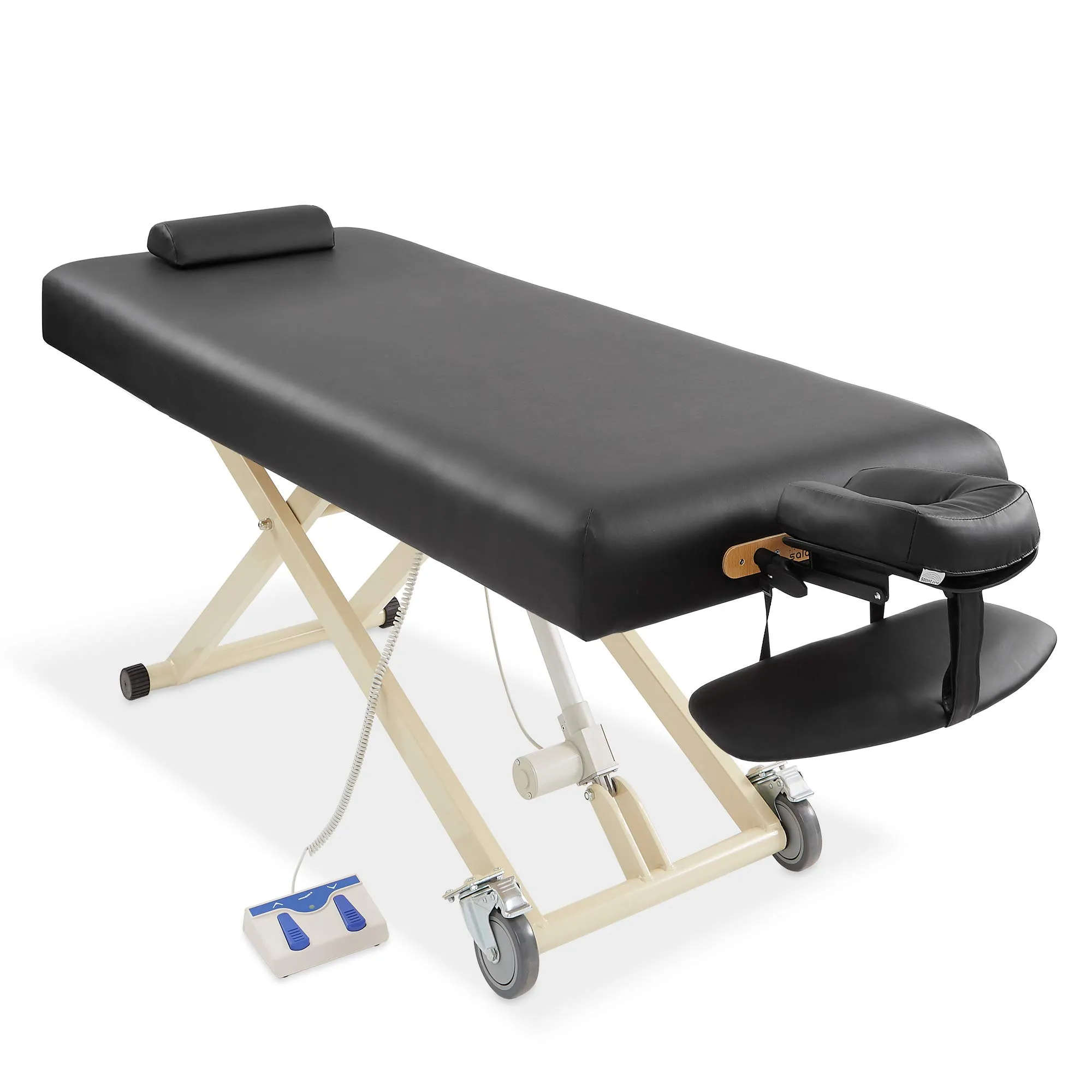 Saloniture Professional Electric Lift Massage Table - Includes Headrest, Face Cradle and Bolster - Black