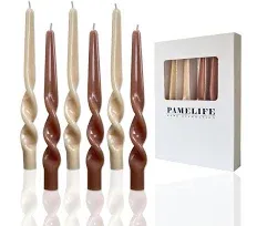 PAMELIFE Spiral Taper Candles Set of 6 Twisted Candle 9.5 Inch Tall for Home Decoration Holiday Wedding Party