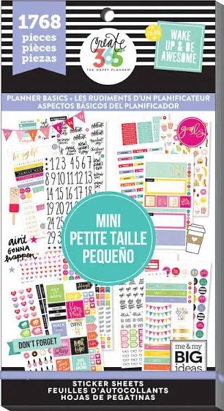 The Happy Planner Value Sticker Book Mini Planner Basics 1768 Pieces (JNL-A1)