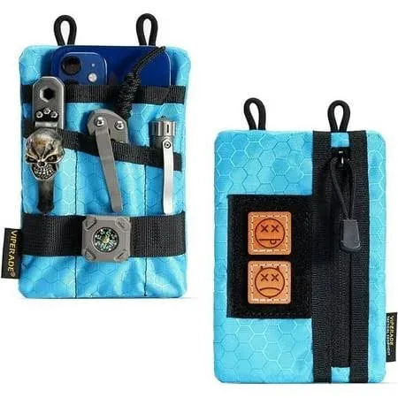 VIPERADE VE1-P Pocket Organizer  EDC Pocket Organizer Men  EDC Organizer Pouch Tool Pouch with 5 Tool Storage EDC Pouch for Flashlight  Pocket Knife  Tactical Pen  EDC Gear-Blue