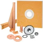 Kerdi Shower Kit with Shower Tray, Curb, Waterproofing Membrane, Strips, and Sea