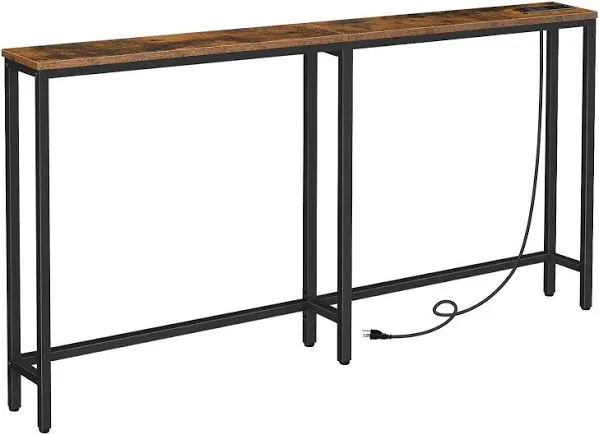 HOOBRO Skinny Console Table with Charging Station