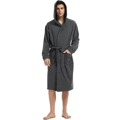 HOLOVE Men’s Cotton Robe Plus Size Bathrobe Lightweight Spa Soft Sleepwear