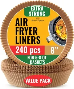 250 pcs Air Fryer Liners for Ninja, Round Disposable Airfryer Paper Liners – Non-Stick and Oil Proof for Easy Cleanup, Great for Oven, Pans & Baking – 8 Inch for 5-8 qt Basket by Baker's Signature