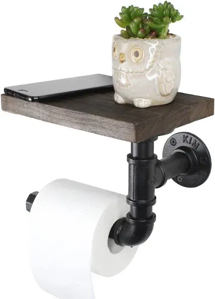 ADHOM Rustic Toilet Paper Holder with Shelf