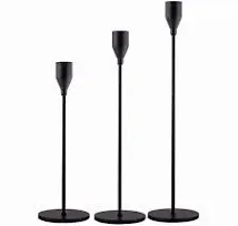 SUJUN Candle Holders Set of 3 for Taper Candles, Decorative Matte Black