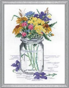 Janlynn Wildflower Jar Counted Cross Stitch Kit