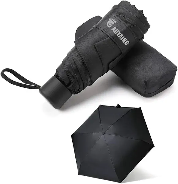 GAOYAING Compact Travel Umbrella with Case Sun&Rain Lightweight Small and Compact Suit for Pocket Black,34 Inches