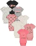 Onesies Brand Baby Girl Short Sleeve Bodysuits, 8-Pack, Sizes Newborn-12 Months