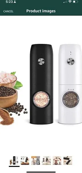 FRTONYI Electric Salt and Pepper Grinder Set 2 Pack