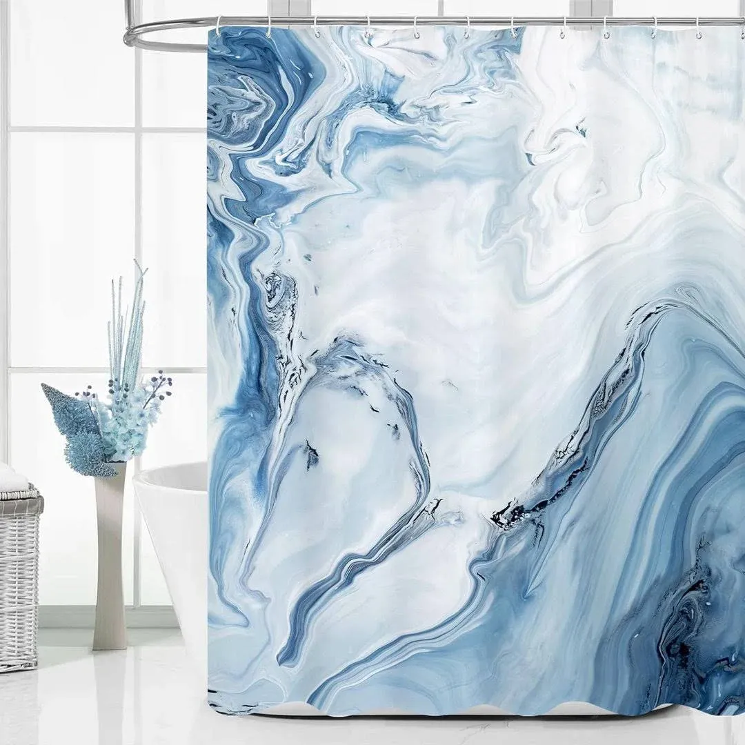 Blue Marble Modern Ombre Fabric Cloth Shower Curtain