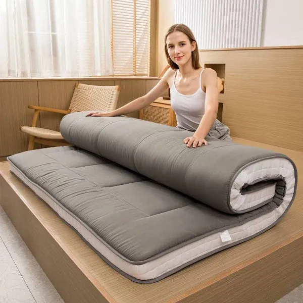 Futon Mattress, Padded Japanese Floor Mattress Quilted Bed Mattress Topper, Extra Thick Folding Sleeping Pad, Full Size